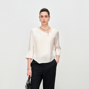 珍珠白套头上衣圆领雪纺衫 1242H20RS3 新品 婉甸2025夏季