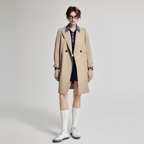 婉甸2026春季新品卡其色长款风衣1251B01SX2