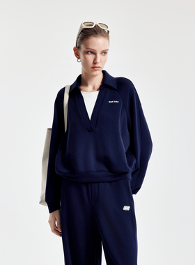 婉甸2026春季新品学院蓝假两件套头卫衣1251Y02SX2