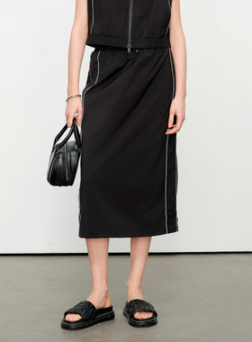 婉甸2025夏季新品黑色长裙百搭半身裙1242K01SX1