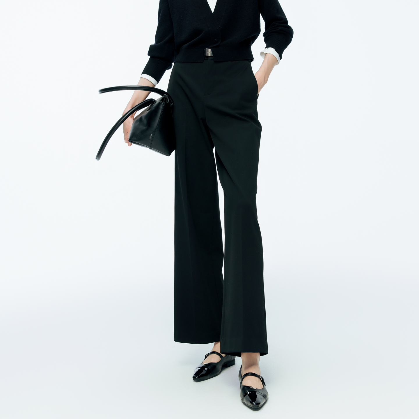 婉甸2025年冬季新品黑色阔腿裤1244P02JN1