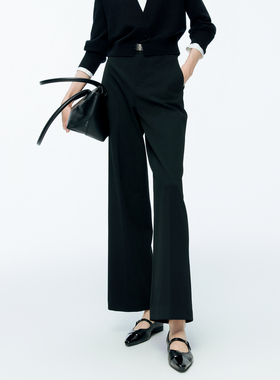 婉甸2025年冬季新品黑色阔腿裤1244P02JN1