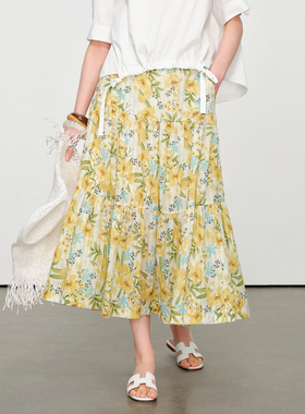 婉甸2025夏季新品黄色风铃花长裙清新半身裙1242K26XD5