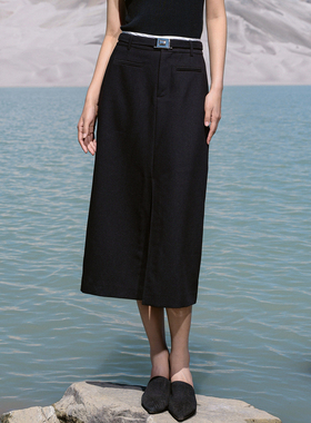 婉甸2026春季新品黑色长包裙中长款一步裙1251K01XJ1YX