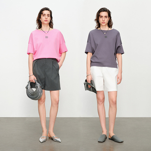 T恤圆领短袖 婉甸2025夏季 中性灰短袖 甜粉色 1242T20RS4 新品