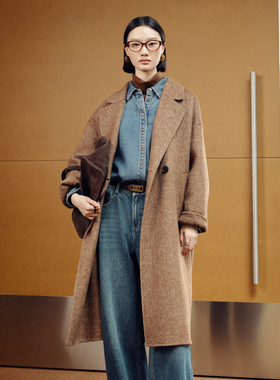 婉甸2025年冬季新品棕榈咖双面呢大衣1244C09ZY2