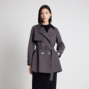 风衣1243B04DM4 深岩石灰中长款 婉甸2025年秋季 新品
