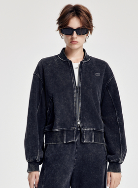 婉甸2026春季新品霜灰色斑驳水洗外套宽松长袖1251O10GX2