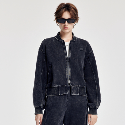 婉甸2026春季新品霜灰色斑驳水洗外套宽松长袖1251O10GX2