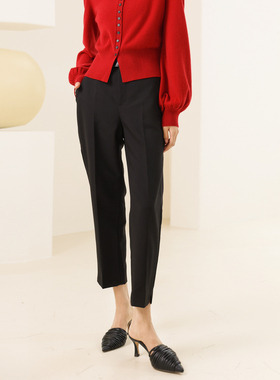 婉甸2025春季新品黑色长裤百搭风休闲裤1241P02DY1