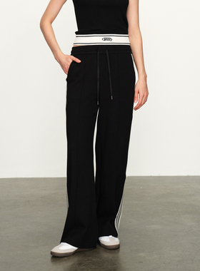 婉甸2025春季新品黑色阔腿长裤百搭风休闲裤1241P18SX3