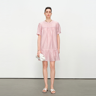 藕粉色短袖 连衣裙1242N52RT4 新品 婉甸2025夏季