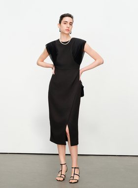 婉甸2025夏季新品黑色无袖连衣裙1242N13JH2