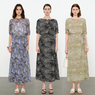 黑白色 婉甸2026夏季 新品 宇宙星空紫 连衣裙1252N17YD5 绿色围裹式