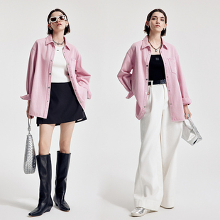 式 樱花粉丹宁衬衫 外套1251O20SX4 新品 婉甸2026春季