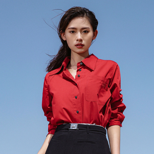 衬衫 红宝石色长袖 1251S04XJ1YX 新品 婉甸2026春季