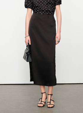 婉甸2025夏季新品黑色/棕褐色长包裙优雅半身裙1242K09RJBYX