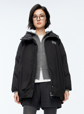 婉甸2025年冬季新品黑色中长款羽绒服1244D38GS3