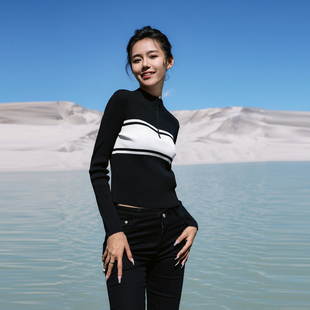 百搭针织衫 婉甸2025春季 毛织套头衫 黑色半拉链长袖 1241W03XJ1 新品