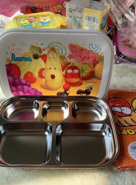 特价 韩国进口蜘蛛侠 larva臭屁虫儿童不锈钢304餐盘餐盒餐具饭盘
