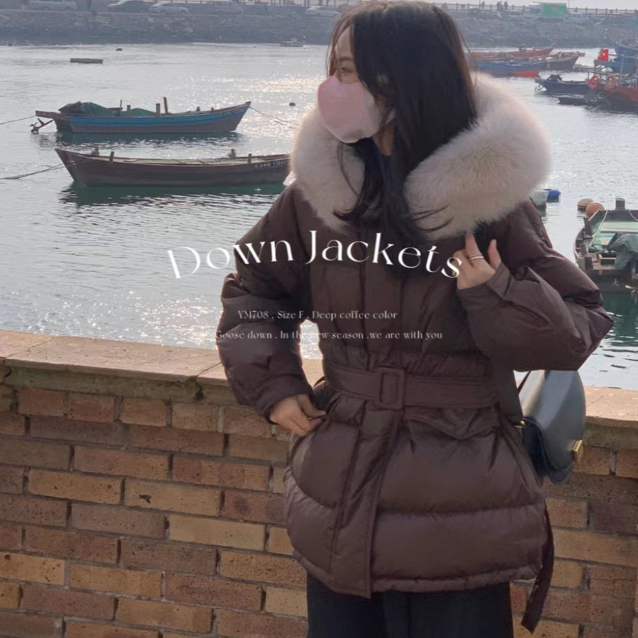 新款韩国东大门羽绒服短款708白鹅绒90% 大毛领时尚加厚女装