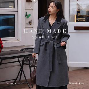 大衣539短毛翻领职业休闲通勤女装 羊毛长款 羊毛大衣 新款 韩版