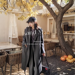 韩国新款 通勤女装 长款 时尚 大衣 羊毛大衣978双排扣系腰绳 特价