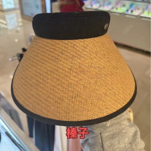 韩免现货 防紫外线夏季女防晒百搭帽遮阳帽草编黑胶空顶帽子nurie
