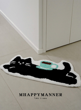 MhappyManner原创咖啡猫咪加厚家用进门地垫浴室防滑卧室地毯