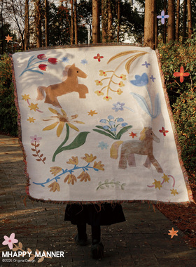 MhappyManner原创秘境小马艺术挂毯沙发毯针织盖毯空调毯柔软毛毯