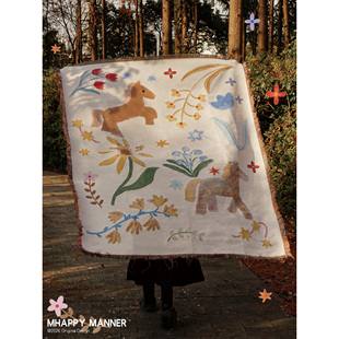 MhappyManner原创秘境小马艺术挂毯沙发毯针织盖毯空调毯柔软毛毯