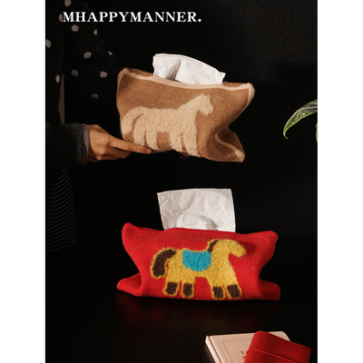 原创马年毛绒纸巾套纸巾盒