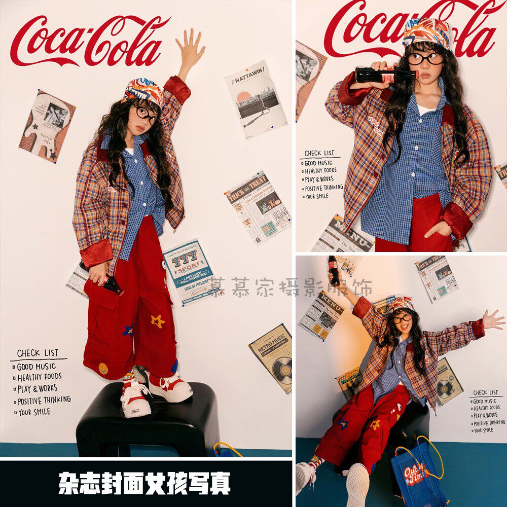 杂志封面款女孩写真潮童时尚套装