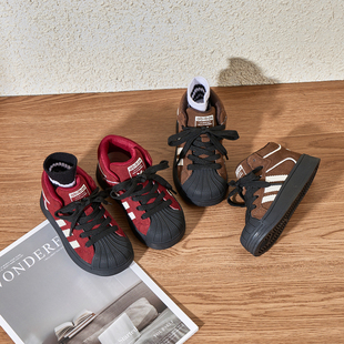 儿童高帮板鞋秋冬款男童时尚百搭休闲鞋潮牌女童软底轻便运动鞋子