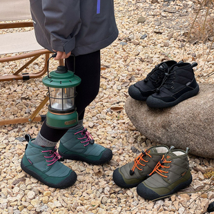 2025冬新款儿童防滑防水高帮大棉鞋男女童雪地靴户外加绒登山鞋子