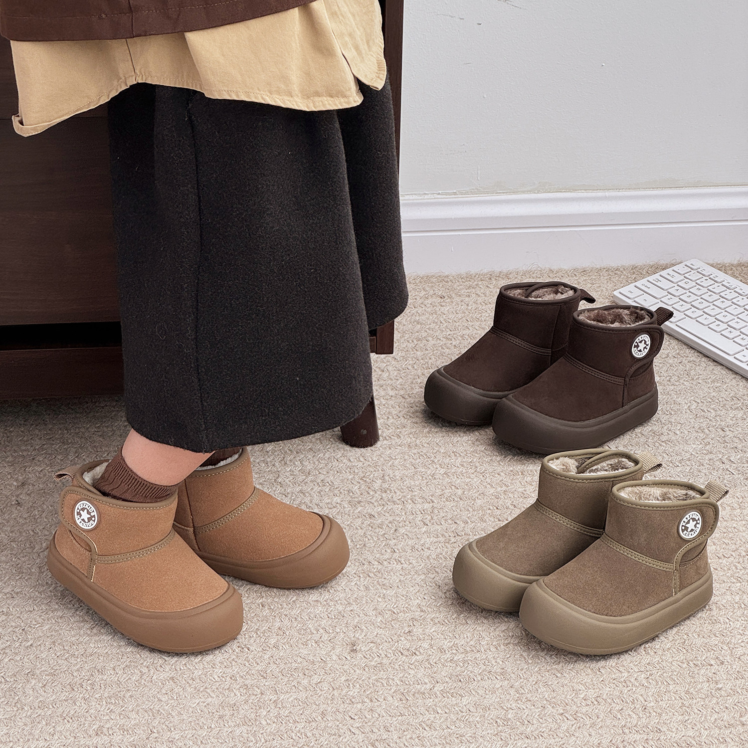 儿童雪地靴冬季加厚绒男童大棉短靴真皮软底防滑防踢保暖女童棉鞋,童鞋/婴儿鞋/亲子鞋,雪地靴,淘宝优惠券,粉丝福利购,淘宝优惠卷