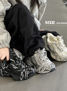 秋冬新款儿童运动鞋子巴家蜘蛛侠绑带擦色加绒二棉男女童老爹鞋潮