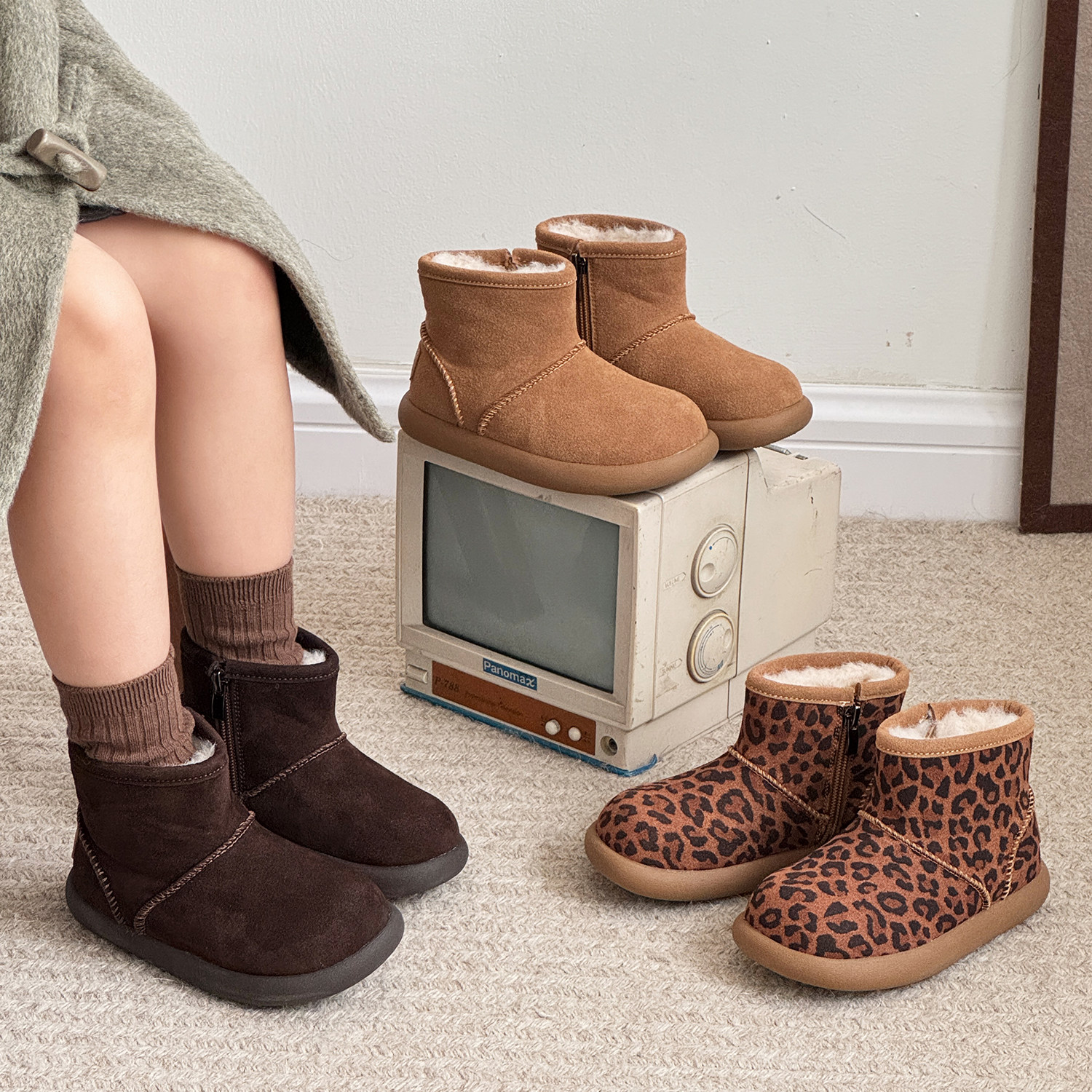 儿童雪地靴冬季新款加厚绒女童大棉靴子真皮软底防滑男童豹纹棉鞋,童鞋/婴儿鞋/亲子鞋,雪地靴,淘宝优惠券,粉丝福利购,淘宝优惠卷