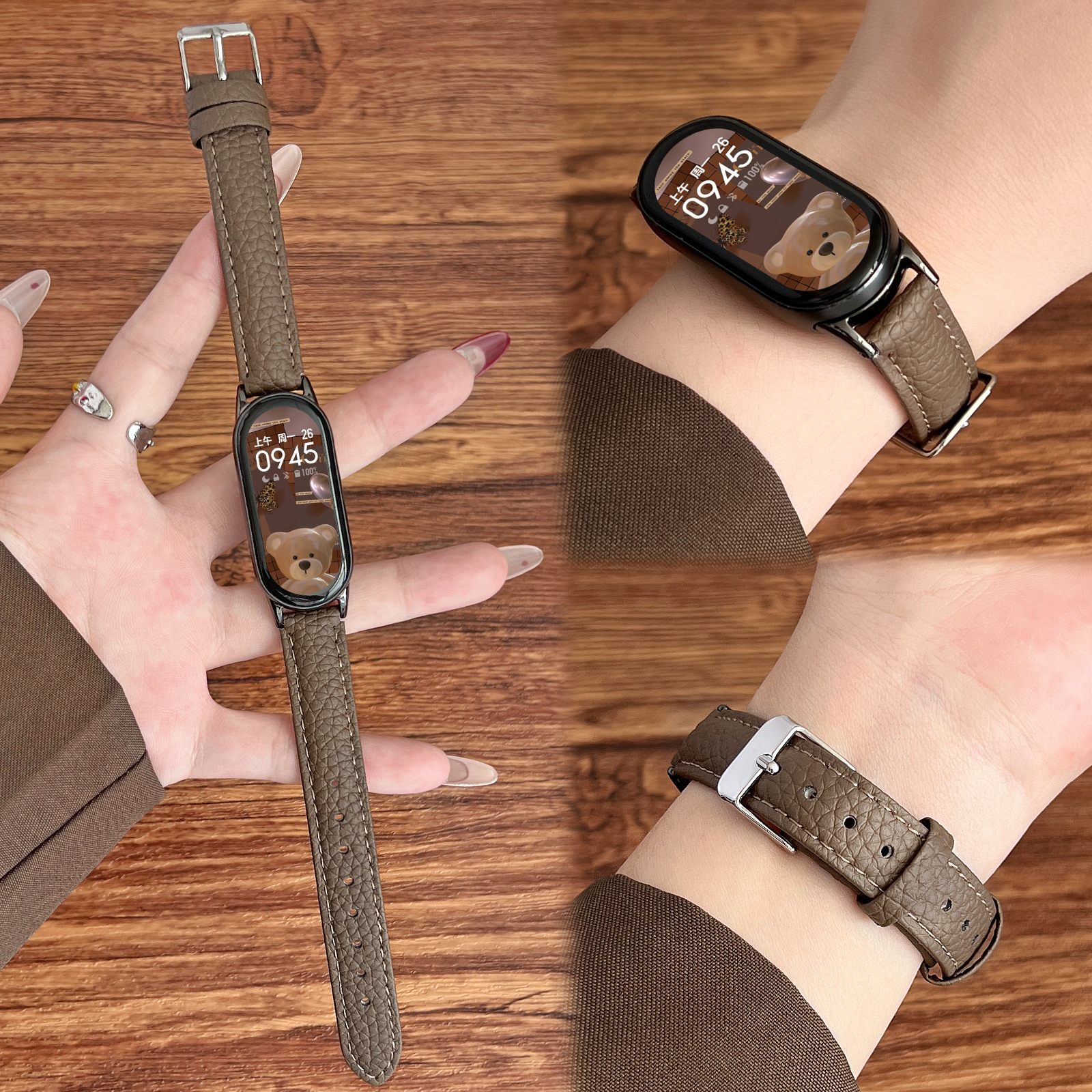 适用小米手环10手表带9/8代nfc版陶瓷版秋冬皮质韩系表链女生手链