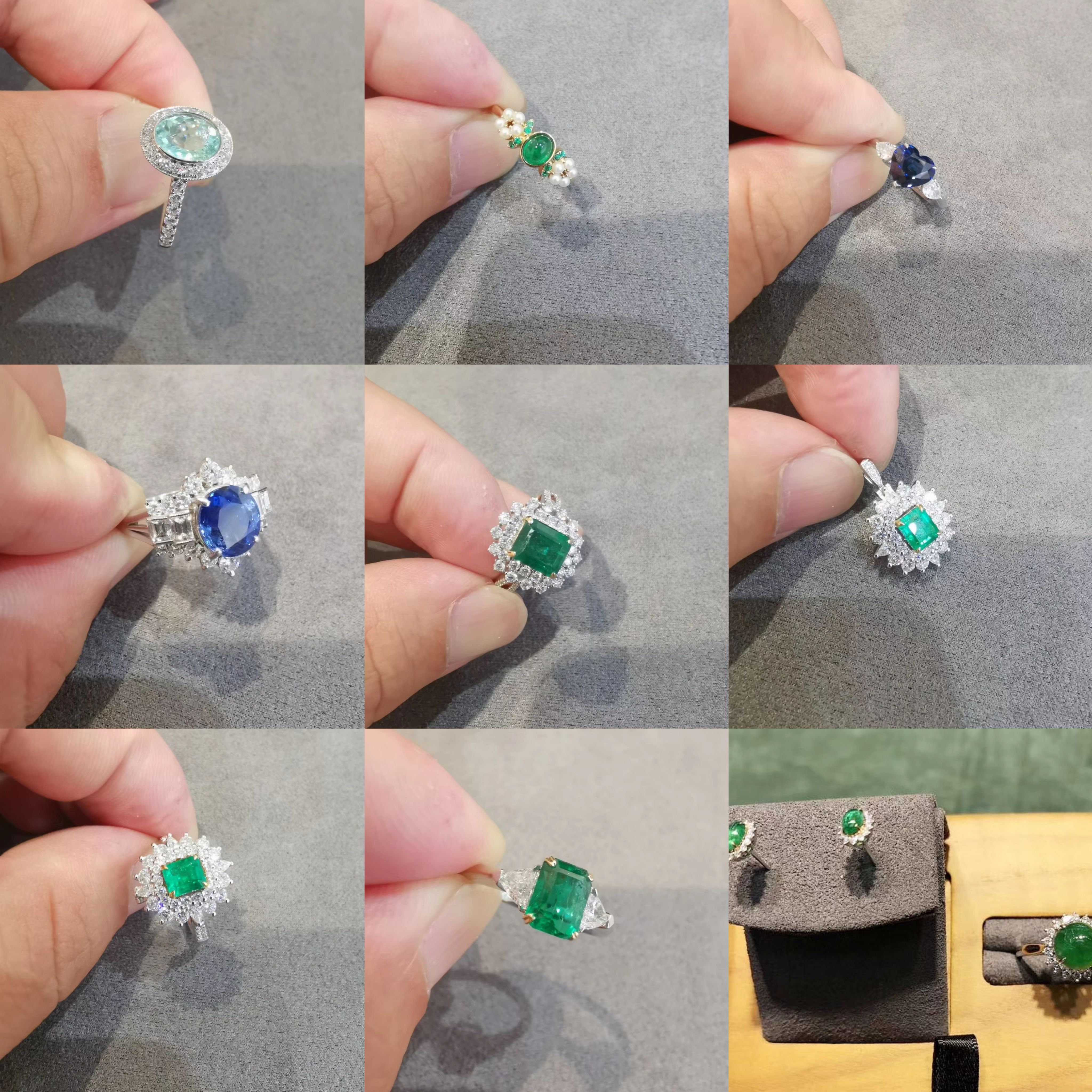 彩宝镶嵌定制 18K金铂金黄金时尚复古来图设计免费刻字 终身维护