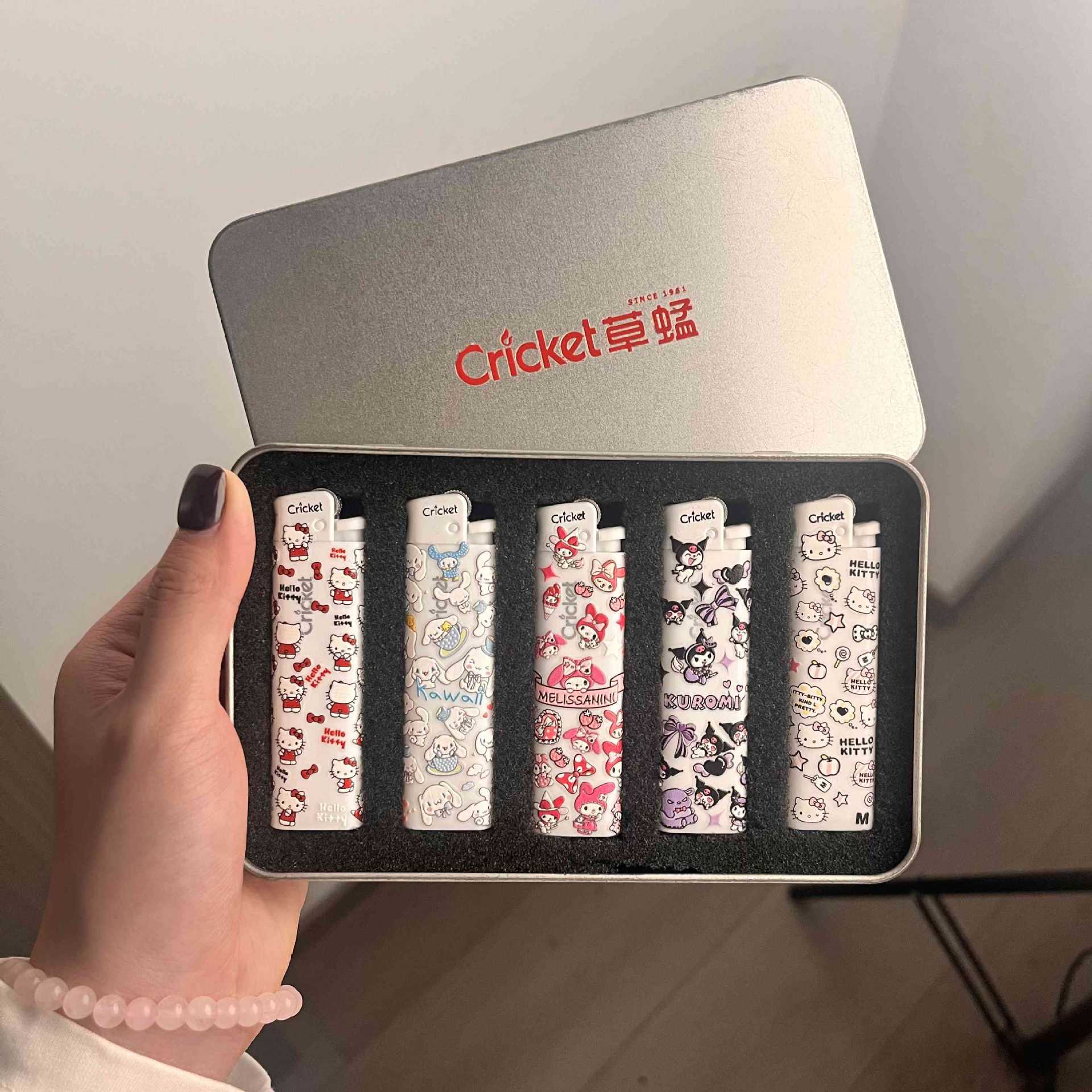 cricket草蜢一次性打火机创意个性HelloKitty猫砂轮明火礼盒送友