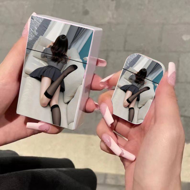 新款高颜值性感美女打火机塑料烟盒组合装粉火防风耐用创意送男友