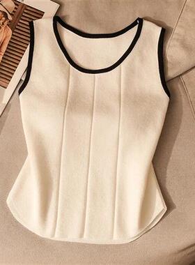 白色简约设计基础款针织吊带背心外穿修身短款无袖打底百搭上衣