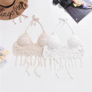 泳装 泳衣性感刺绣波西米亚风文胸系带上衣短款 女装 时尚 夏季