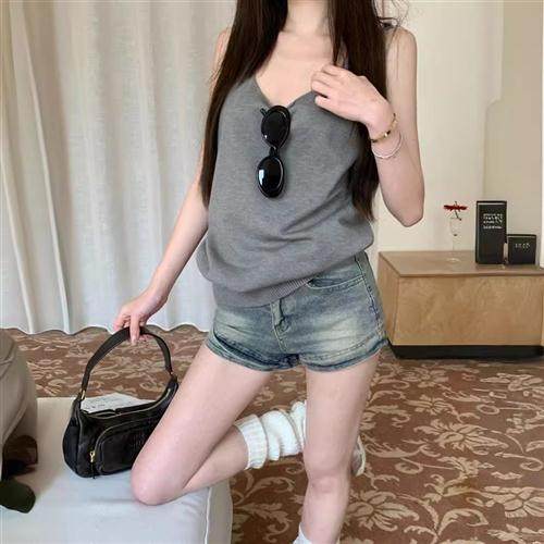 美式辣妹性感露背吊带背心女夏季2024新款设计感小众宽松无袖上衣