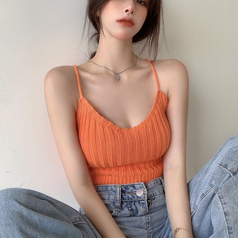 短款挂脖上衣女正反两穿针织吊带小背心女夏季外穿内搭打底甜辣妹
