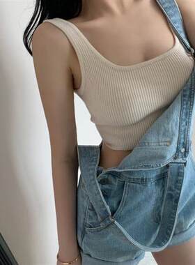 夏季内搭月牙城针织吊带背心女韩版露脐性感短款打底衫上衣女