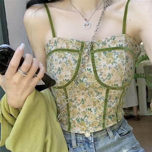韩系纯欲碎花吊带背心夏季2024新款气质小众性感辣妹内搭外穿上衣