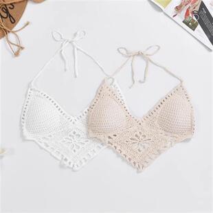 泳装 波西米亚风泳衣小背心性感刺绣文胸系带上衣短款 女装 时尚 夏季
