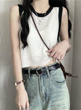 白色背带小背心女新款内搭外穿坎肩无袖T恤打底短款上衣洋气薄款